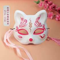 Japanese fox mask half face and style antique Hanfu full face hand painted masquerade party cos Fox Demon Cat face mask