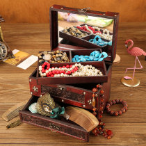 Retro wedding dressing box antique jewelry small jewelry box hand jewelry high grade high grade with lock storage box wooden box