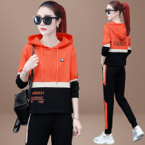 Pregnant women autumn suit out fashion tide spring and autumn net clothes large size autumn trousers leisure sports two-piece set