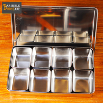 Bar bartender stainless steel fresh-keeping Box 4-grid fruit box 6-grid fruit storage box 8-grid sealed fresh-keeping box steel fruit box