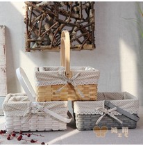 Wooden portable flower basket flower basket flower arrangement flower basket decorative basket wood chip flower basket flower basket flower flower basket