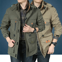 Spring jacket mens quick-drying multi-bag outdoor casual breathable loose midi top sports cargo coat