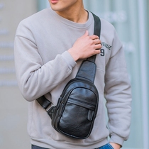 Tide Card Mens Bag Minima Casual Chest Bag Fashion Trends Genuine Leather Soft Leather 100 Hitch Mini small Number One shoulder mobile phone diagramidal