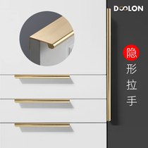 Gold and black through the top invisible cabinet door extended handle Cabinet door drawer modern simple wardrobe without punching dark handle