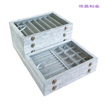 Ice velvet jewelry box large capacity ring necklace earrings pendant multi-grid hand jewelry transparent jewelry storage box