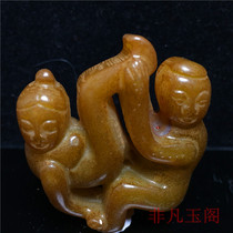 Qingcang rural old jade high ancient jade genuine antique collection Antique jade Xiuyu characters pendant crafts