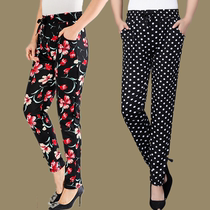 2020 spring and summer Middle-aged womens pants large size elastic high waist thin section womens mother pants 50-80 grandma pants