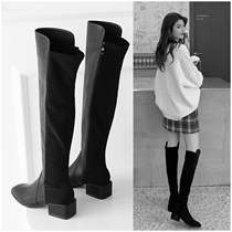 Knee boots womens autumn and winter 2021 new boots thick heel elastic high heel boots show thin legs high boots