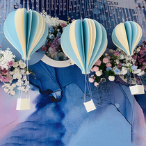 Wedding props Paper hot air balloon pendant Origami three-dimensional pendant Wedding stage ceiling decoration Mall decoration