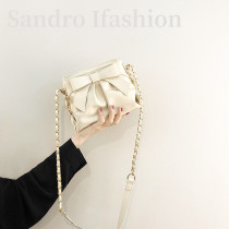 European Station small bag womens wild 2021 New bow shoulder bag pleated bucket bag soft leather mobile phone wallet