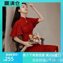 Cheongsam toast dress 2021 new summer can usually be worn bride wedding engagement back door dress female slim and thin