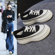  Tide brand leather white shoes womens autumn 2021 womens shoes all-match new thick-soled platform shoes canvas casual board shoes