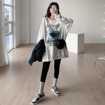 ZMAMI Gestational Woman Dress ~ Korean Version Cartoon Pregnant Woman Sweatshirt Spring Autumn Long Sleeves Mid blouses big code Spring Dress Suit Tide