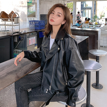 Majewuyu Maggie Stale Black Short Jacket Leather Women Korean Loose Small Fashion Coats