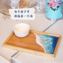 Waves rectangular bamboo wooden tray household wood plate fruit tea plate bread serving restaurant ins IKEA style