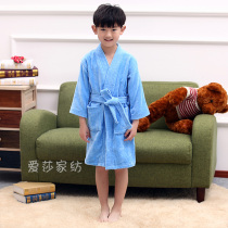Childrens cut velvet bathrobes pure cotton towels thickened boys and girls baby bath towels cotton yukata pajamas