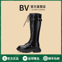 2021 New McQueen High Boots Thick soles Strap Strap Rider Boots Plus Velvet Warm Martin Boots Children