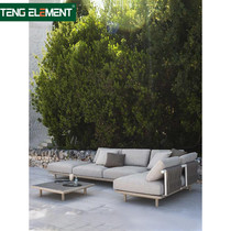 Outdoor sofa courtyard combination teak sunscreen terrace balcony leisure rattan chair coffee table Garden hotel furniture