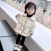 Girls Lamb hair coat autumn and winter models Joker fur one loose version of little girl baby fashion foreign wear