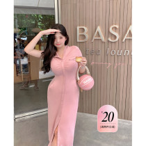 (70% Modal Xian thin 30 pounds cow B skirt) Zhou Baizi summer new micro fat knitted dress long skirt woman