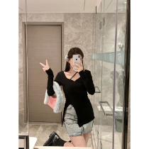 Zhou Baekzi FOR YOU 2021 autumn new long sleeve split fat mm slim fashion large size base shirt Women