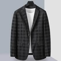2021 autumn check business casual suit men slim fashion two buckled corduroy suit light luxury coat tide