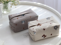 Echo hand-made cute cat exquisite embroidery Cotton and linen cloth art Paper towel set Pumping paper set box Life home room