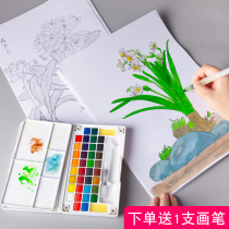 Watercolor line draft Hand painting copy manuscript Coloring paper color lead painting manuscript Children beginner gouache painting coloring