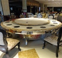 Luxury hotel Electric dining table marble electric hot pot table stainless steel base electric turntable hot pot table