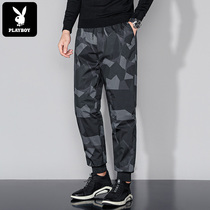 Playboy mens down pants wear 2021 new winter warm camouflage cotton pants thick goose down pants