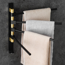 Space aluminum multifunctional towel bar non-perforated household bathroom toilet towel hanger multi-pole rotating storage artifact