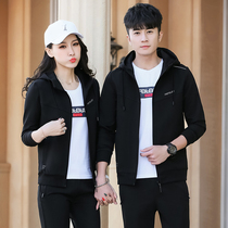 361 Sports Set Women Spring and Autumn Couple Clothes Jordan Casual Wear Men Slim Cardigan Hooded Sweater Black