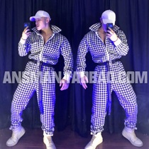 New houndstooth party catwalk clothing nightclub men's and women's GoGo bar Ds men's and women's conjoined hip-hop costumes