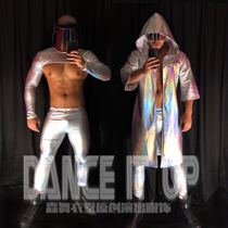 Bar nightclub mens and womens gogo costumes sexy night show illusion laser silver technology future theme costume