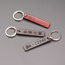 First layer cowhide car keychain license plate mobile phone number anti-loss card creative vegetable tanning custom lettering pendant
