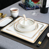 Star hotel supplies ceramic table tableware set high-end clubhouse eight-piece set of food stall restaurant disinfection tableware