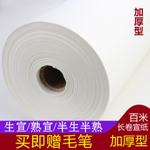 Rice paper long roll 100 meters thick raw Xuan Half-cooked mica cooked Xuan sandalwood calligraphy and painting creation roll