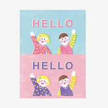 60 pieces into hello beckoning boy and girl cartoon self-adhesive sealing sticker packaging decorative label