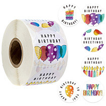 500 Roll Happy Birthday Sticker Office Stationery Decorative Closure Sticker 3 8CM Bake Dessert Label