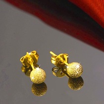 Frosted gold earrings female pure silver bean-bean earrings Jane about small raised ear-hole anti-allergy ear decoration not to be taken off