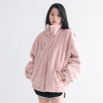 ALYXLYX winter original pin embroidery coat national tide couple loose stand collar jacket Lamb hair sweater women