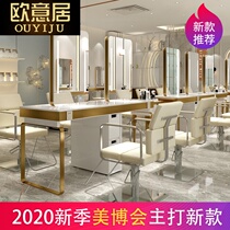 Net red beauty salon shop mirror barber shop mirror with lamp HD mercury mirror hair salon dyed ironing table hair cut