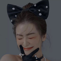 Korean satin bow accessories Black bridal wedding dress accessories Photo studio photo modeling props