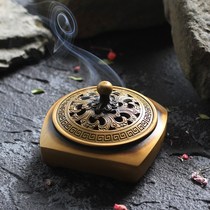 Brand pure copper antique incense seal furnace hollowed out square aromatherapy oven incense stove Incense Road supplies to seal the extension
