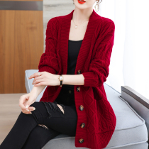 Sweater coat cardigan women's large size loose autumn and winter sweater Joker new spring and autumn sweater