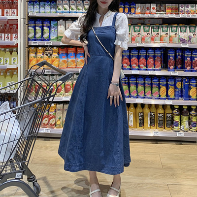 taobao agent Summer retro denim summer dress, plus size