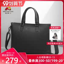 Scarecrow briefcase men mens leather large capacity Business Mens bag casual cowhide leather simple crossbody shoulder bag Hand bag