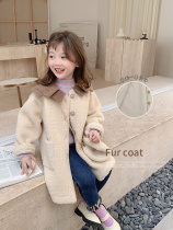French Jacadi girls 2021 winter new plush coat children's fur one baby long coat