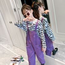 Girls early autumn pants foreign style overalls with pants set 2021 New style spring and winter childrens tide clothes