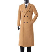 Cashmere coat mens winter new British fashion slim business suit collar woolen over-the-knee long youth coat